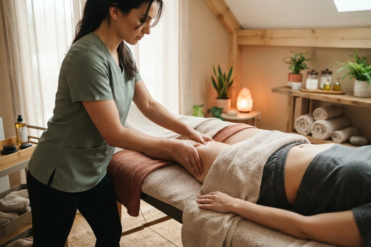 Massagem modeladora aplicada no corpo